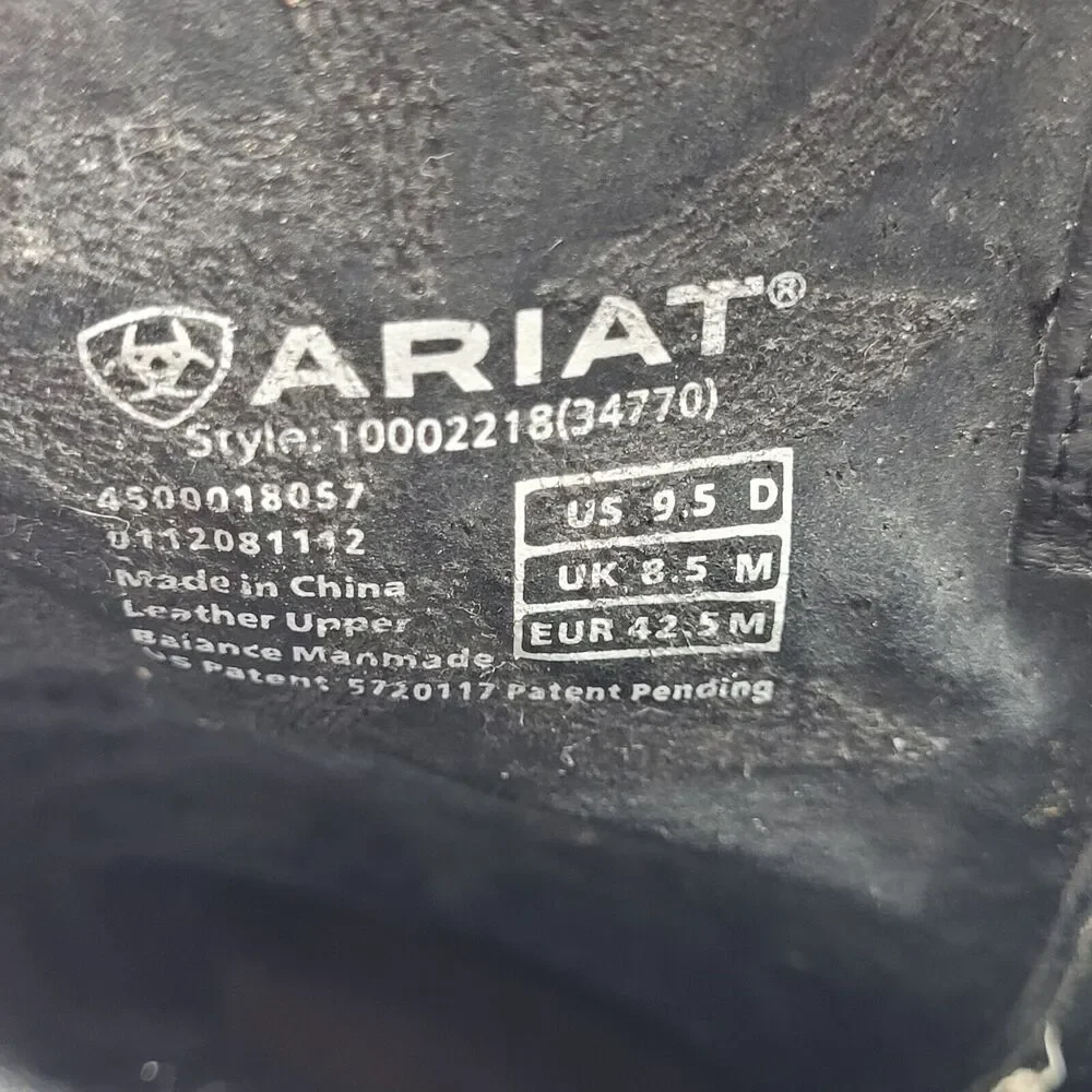 Ariat Boots Mens 9.5D Black Deertan Leather Heritage R Toe Western 10002218 - Picture 9 of 10